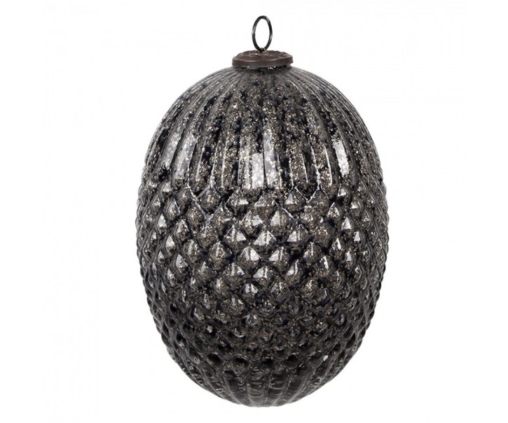 Černá skleněná vánoční ozdoba L - Ø 17*25 cm Clayre & Eef