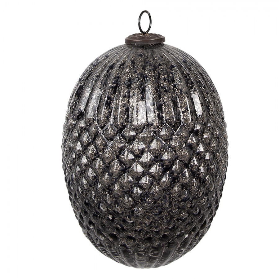 Černá skleněná vánoční ozdoba L - Ø 17*25 cm Clayre & Eef Černá skleněná vánoční ozdoba L - Ø 17*25 cm Clayre & Eef