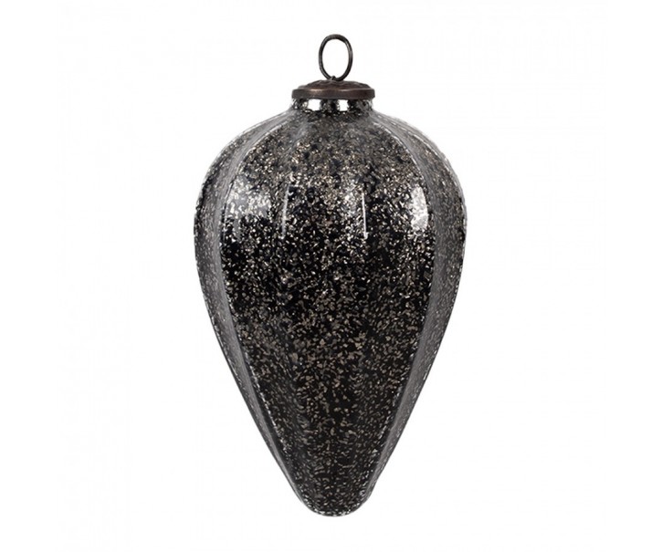 Černá skleněná vánoční ozdoba M - Ø 14*19 cm Clayre & Eef