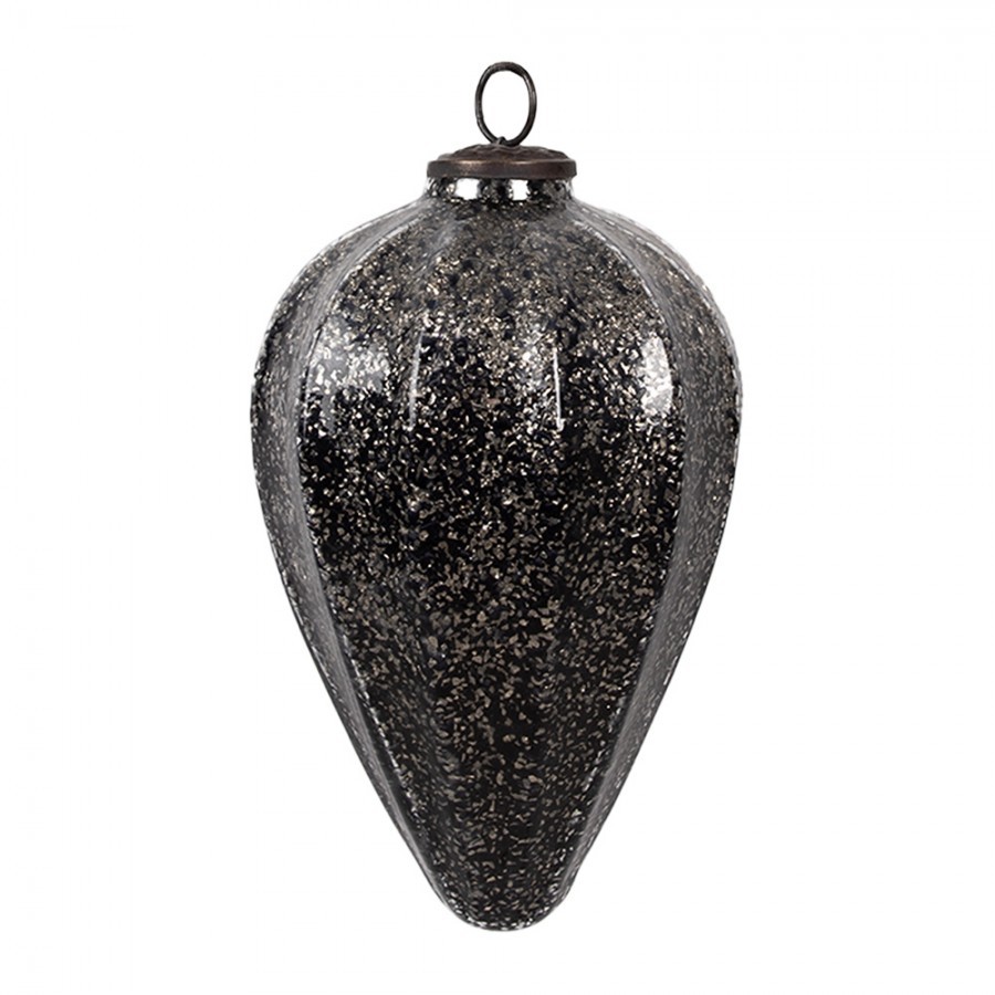Černá skleněná vánoční ozdoba M - Ø 14*19 cm Clayre & Eef Černá skleněná vánoční ozdoba M - Ø 14*19 cm Clayre & Eef