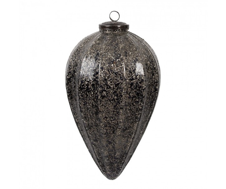 Černá skleněná vánoční ozdoba L - Ø 17*26 cm Clayre & Eef