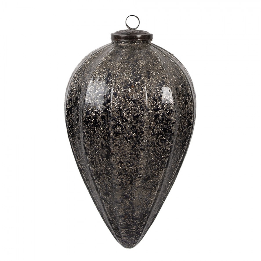Černá skleněná vánoční ozdoba L - Ø 17*26 cm Clayre & Eef Černá skleněná vánoční ozdoba L - Ø 17*26 cm Clayre & Eef