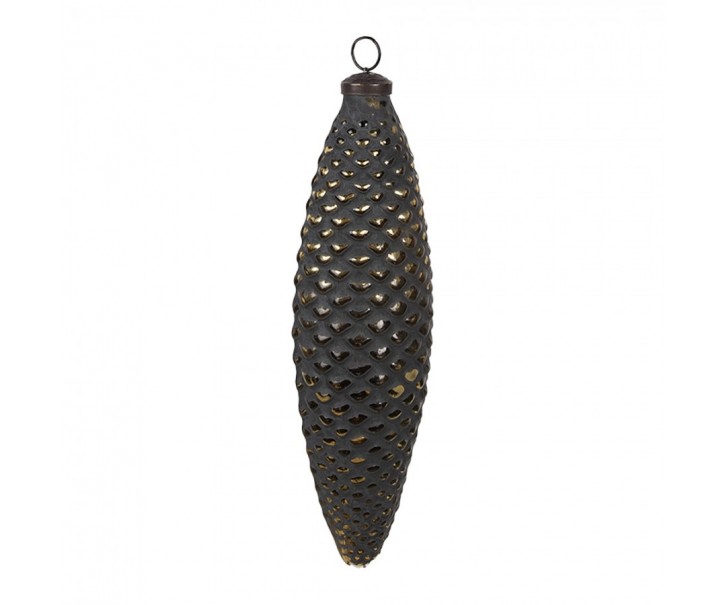 Černozlatá skleněná vánoční ozdoba ve tvaru šišky L - Ø 7*6*24 cm Clayre & Eef