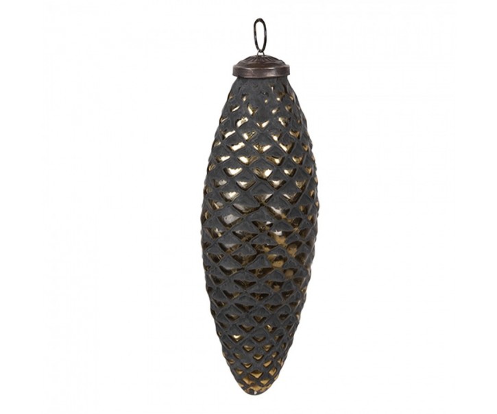 Černozlatá skleněná vánoční ozdoba ve tvaru šišky M - Ø 6*5*17 cm Clayre & Eef