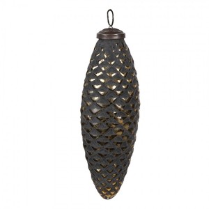 Černozlatá skleněná vánoční ozdoba ve tvaru šišky M - Ø 6*5*17 cm