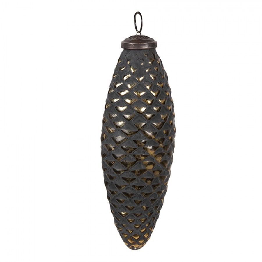 Černozlatá skleněná vánoční ozdoba ve tvaru šišky M - Ø 6*5*17 cm Clayre & Eef Černozlatá skleněná vánoční ozdoba ve tvaru šišky M - Ø 6*5*17 cm Clayre & Eef