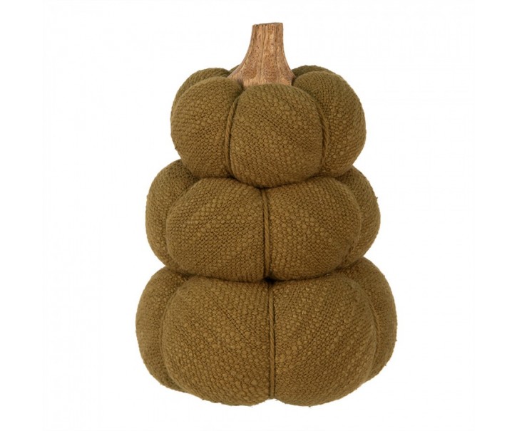 Zelená 3-patrová látková dekorace dýně Pumpkin - Ø 13*18 cm Clayre & Eef
