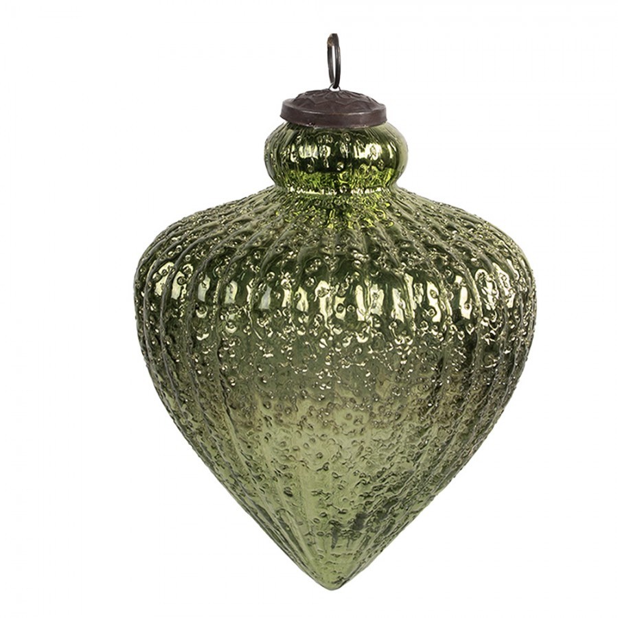 Zelená skleněná vánoční ozdoba XL - Ø 16*20 cm Clayre & Eef Zelená skleněná vánoční ozdoba XL - Ø 16*20 cm Clayre & Eef