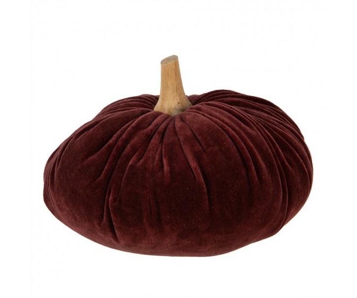 Vínová sametová dekorace dýně Pumpkin XXL - Ø 25*16 cm Clayre & Eef