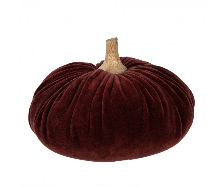 Vínová sametová dekorace dýně Pumpkin XL - Ø 20*14 cm Clayre & Eef