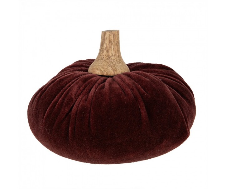 Vínová sametová dekorace dýně Pumpkin L - 15*12 cm Clayre & Eef