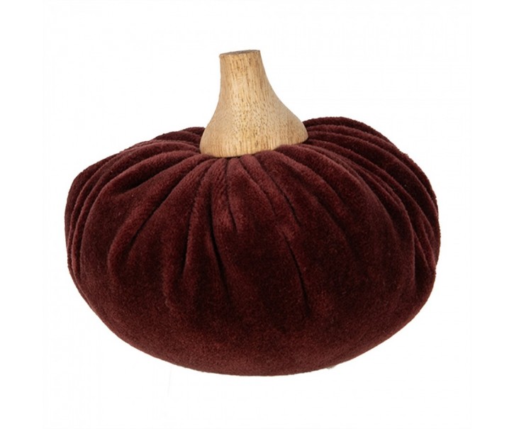 Vínová sametová dekorace dýně Pumpkin M - 12*10 cm Clayre & Eef