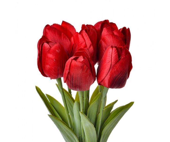 Dekorace umělá květina červených tulipánů - 10*10*32 cm Clayre & Eef