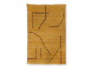 Okrový ručně tkaný bavlněný koberec se vzorem Woven - 120*180 cm