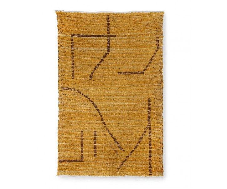 Okrový ručně tkaný bavlněný koberec se vzorem Woven - 120*180 cm HKLIVING