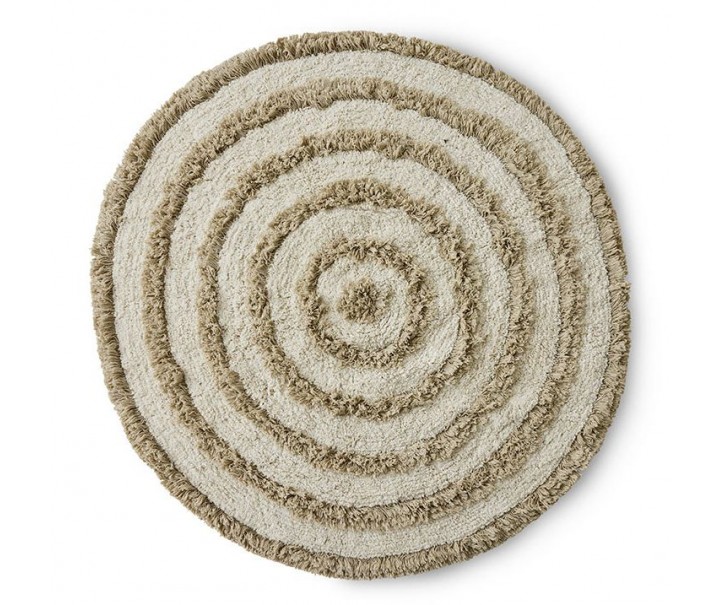 Béžová kulatá bavlněná koupelnová předložka Bath mat - Ø 120 cm HKLIVING