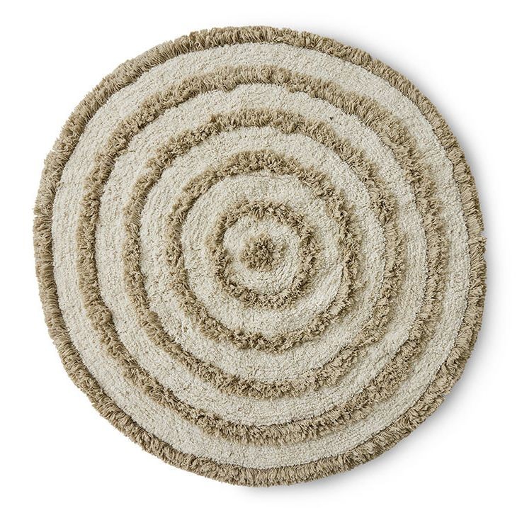 Béžová kulatá bavlněná koupelnová předložka Bath mat - Ø 120 cm