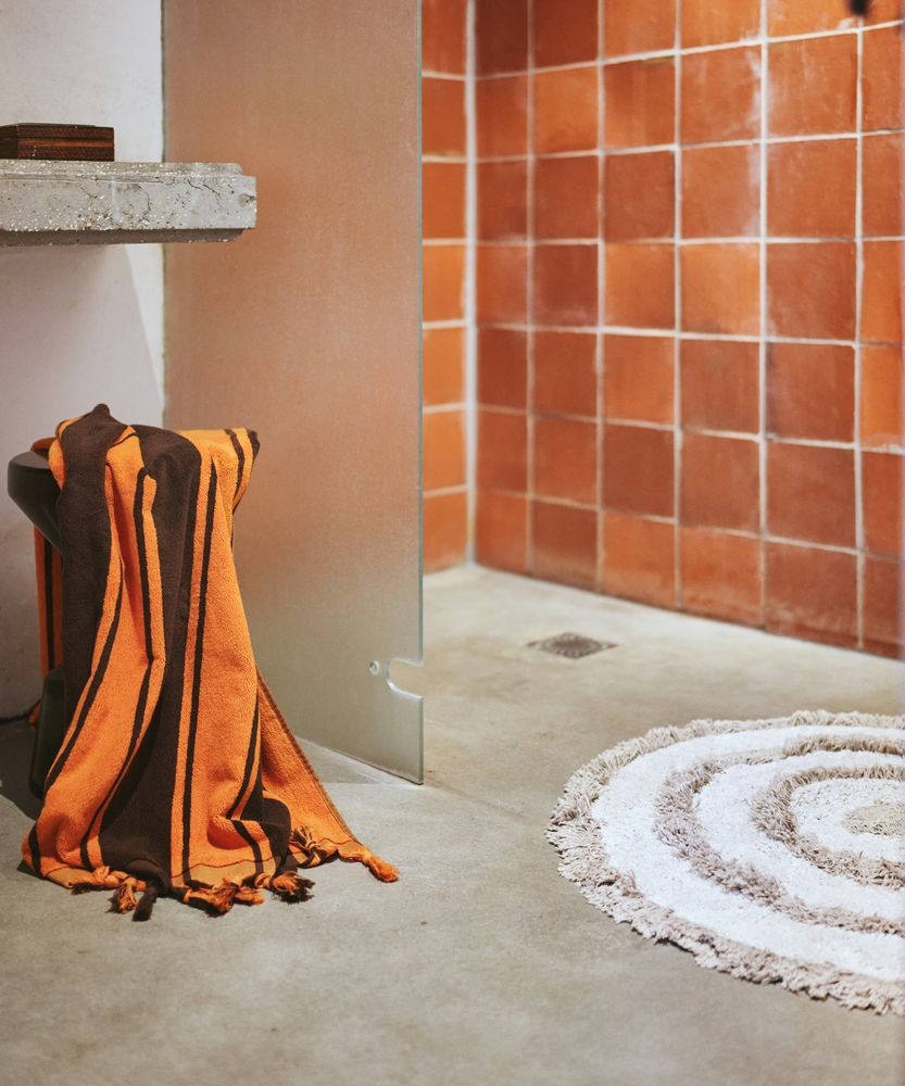 Béžová kulatá bavlněná koupelnová předložka Bath mat - Ø 120 cm HKLIVING Béžová kulatá bavlněná koupelnová předložka Bath mat - Ø 120 cm HKLIVING