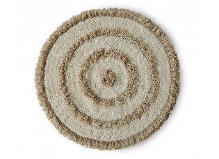 Béžová kulatá bavlněná koupelnová předložka Bath mat - Ø 80 cm