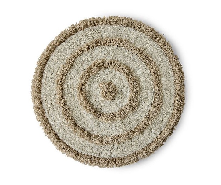 Béžová kulatá bavlněná koupelnová předložka Bath mat - Ø 80 cm HKLIVING