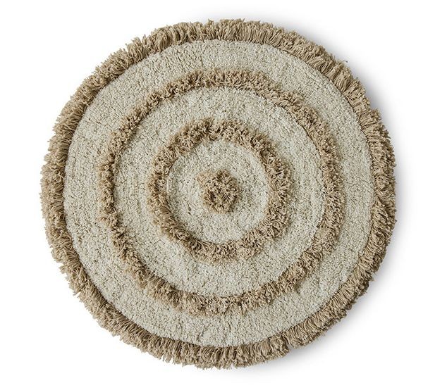 Béžová kulatá bavlněná koupelnová předložka Bath mat - Ø 80 cm