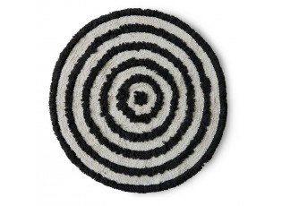 Béžovo-černá kulatá bavlněná koupelnová předložka Bath mat - Ø 120 cm