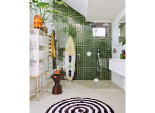 Béžovo-černá kulatá bavlněná koupelnová předložka Bath mat - Ø 120 cm