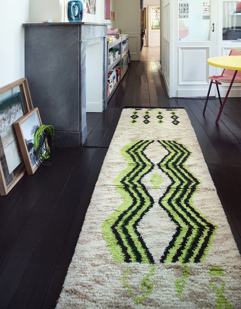 Béžový ručně vázaný vlněný běhoun se vzorem Neon - 80*370 cm HKLIVING Béžový ručně vázaný vlněný běhoun se vzorem Neon - 80*370 cm HKLIVING