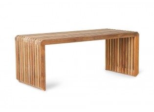 Přírodní dřevěná teaková lamelová lavice Slatted M - 96*43*38 cm