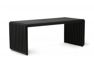 Černá dřevěná lamelová lavice Slatted M - 96*43*38 cm