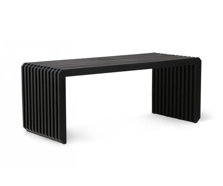 Černá dřevěná lamelová lavice Slatted - 96*43*38 cm HKLIVING
