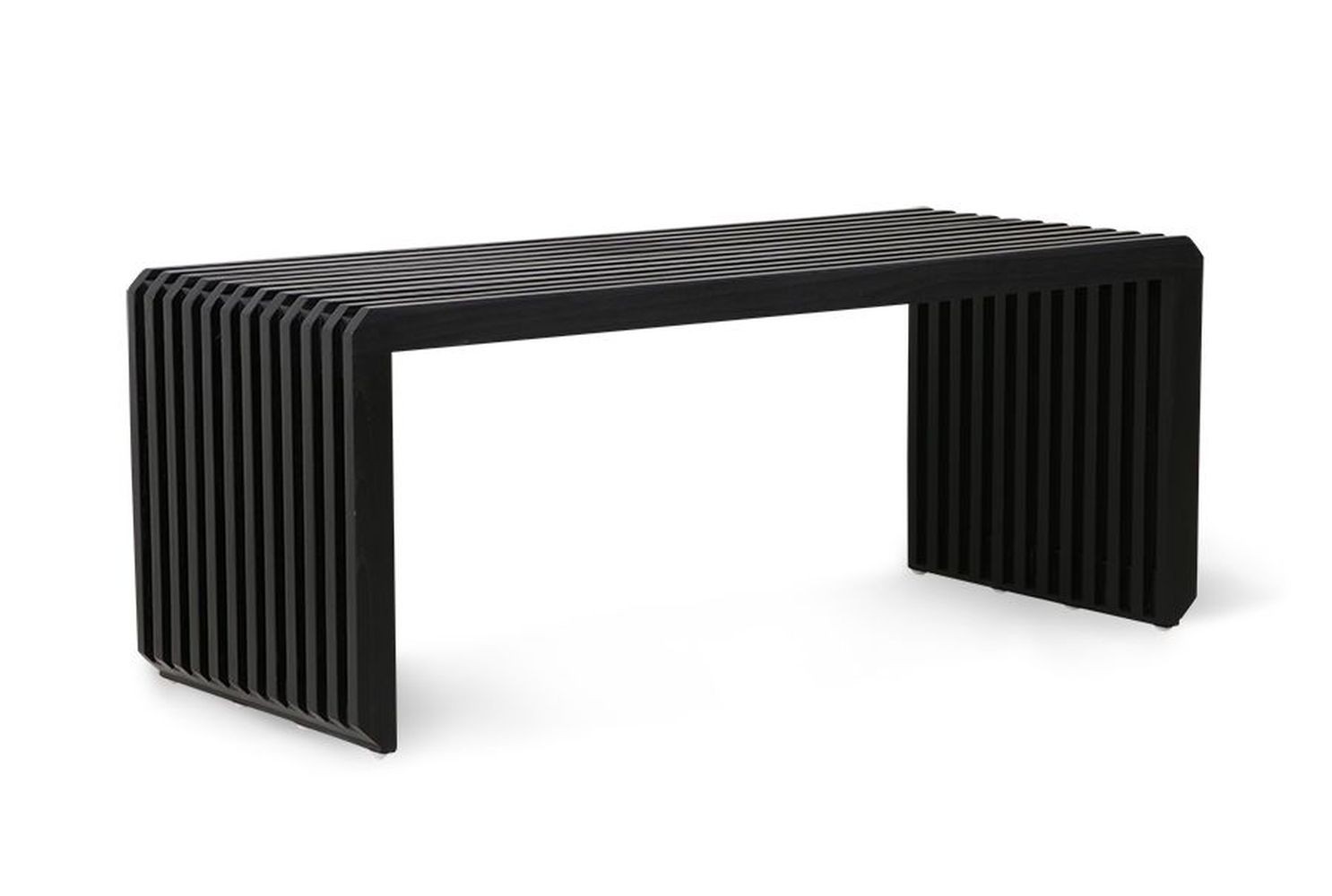 Černá dřevěná lamelová lavice Slatted - 96*43*38 cm