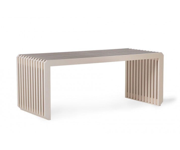 Béžová dřevěná lamelová lavice Slatted - 96*43*38 cm HKLIVING