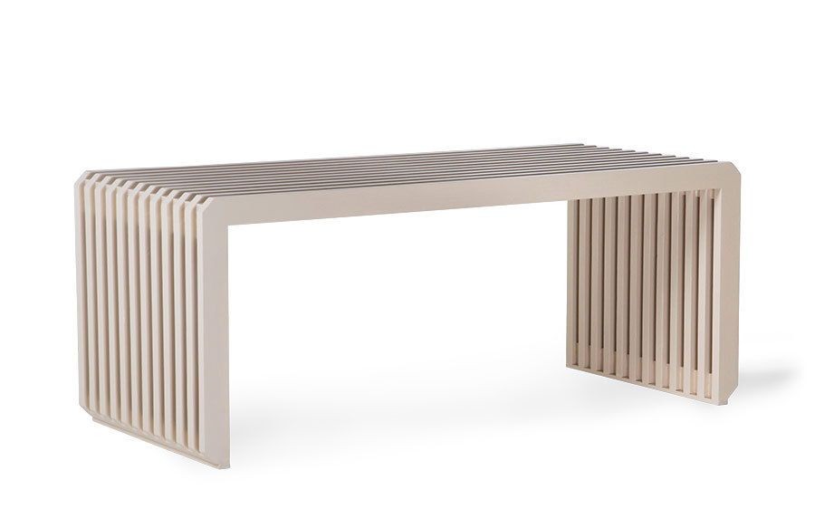 Béžová dřevěná lamelová lavice Slatted - 96*43*38 cm
