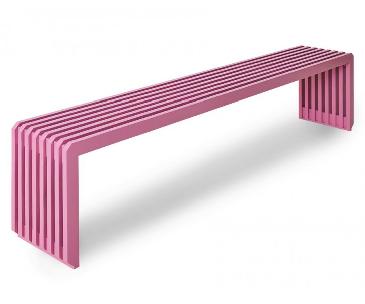 Sytě růžová dřevěná lamelová lavice Slatted L - 160*27*35 cm HKLIVING