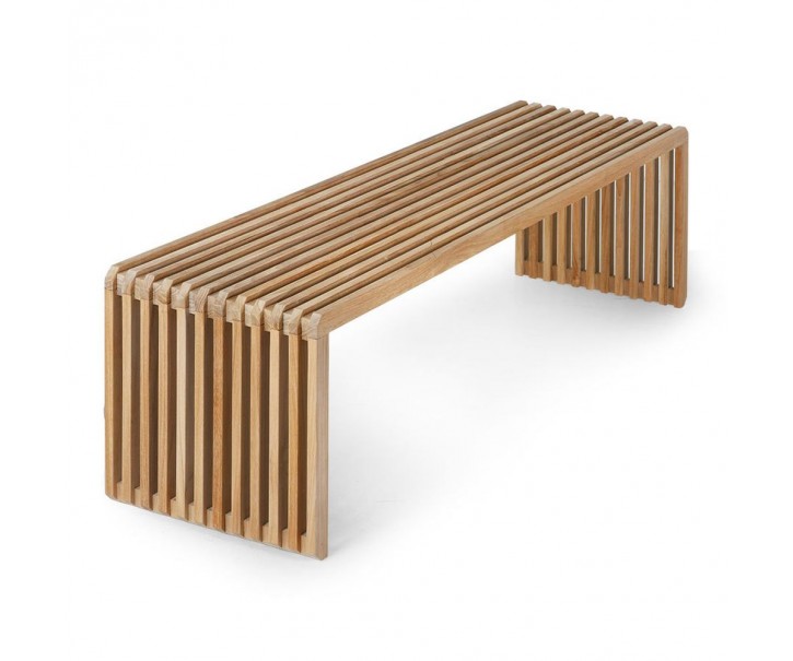 Přírodní dřevěná teaková lamelová lavice Slatted L - 160*43*45 cm HKLIVING