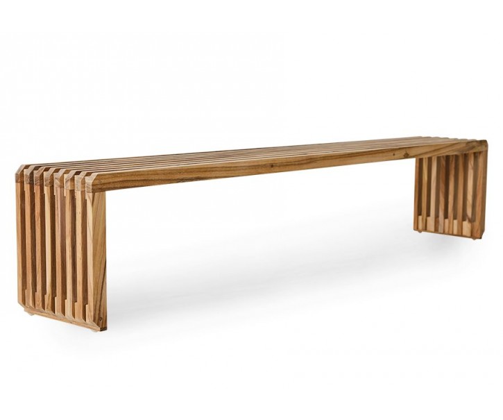 Přírodní dřevěná teaková lamelová lavice Slatted XL - 180*27*35 cm HKLIVING