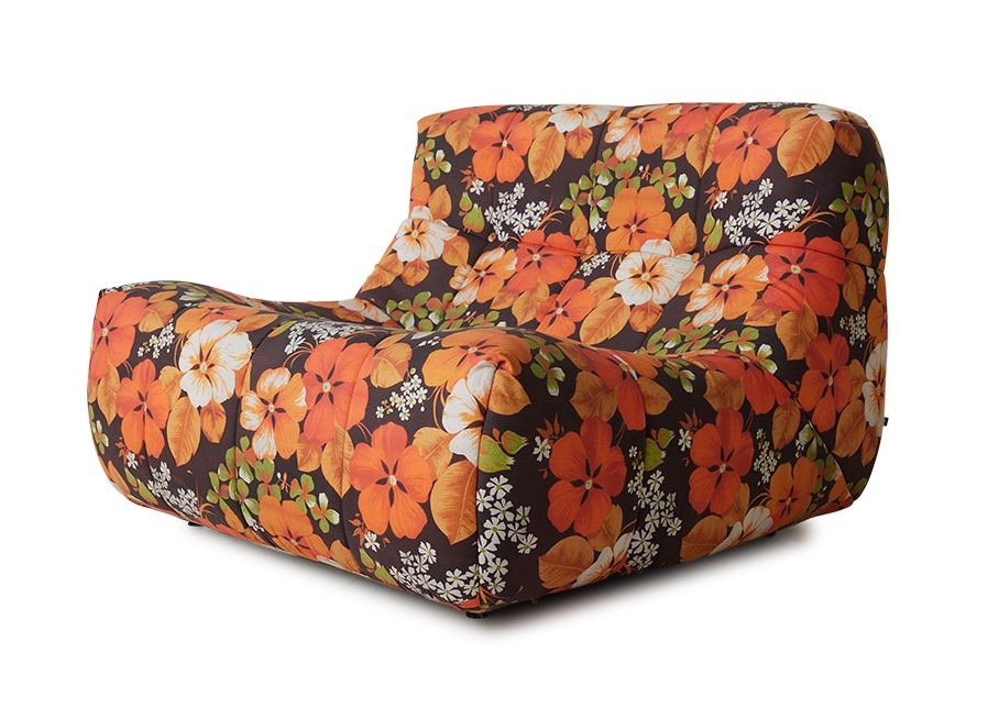 Oranžovo-hnědé venkovní pěnové lehátko Lazy Flower - 105*105*75 cm 