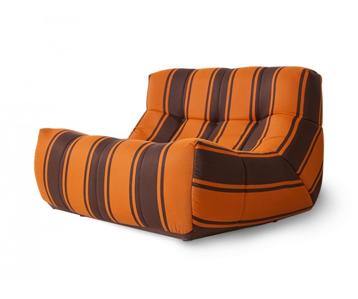 Oranžovo-hnědé venkovní pěnové pruhované lehátko Lazy Lounge - 105*105*75 cm HKLIVING