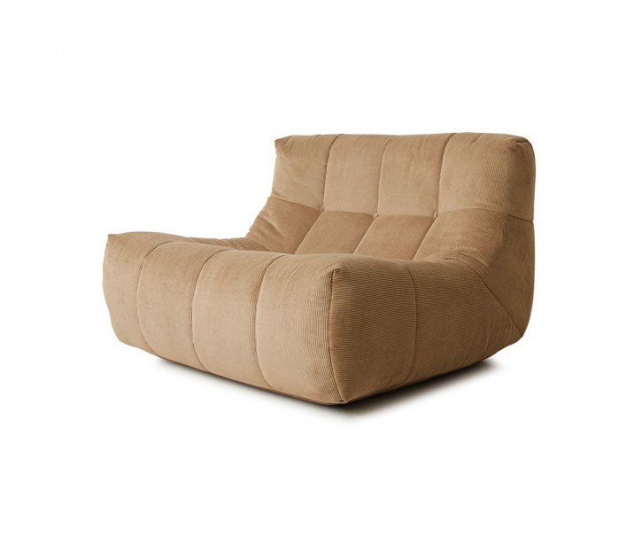 Hnědá manžestrová pěnová lenoška Lazy Lounge - 105*105*75 cm HKLIVING