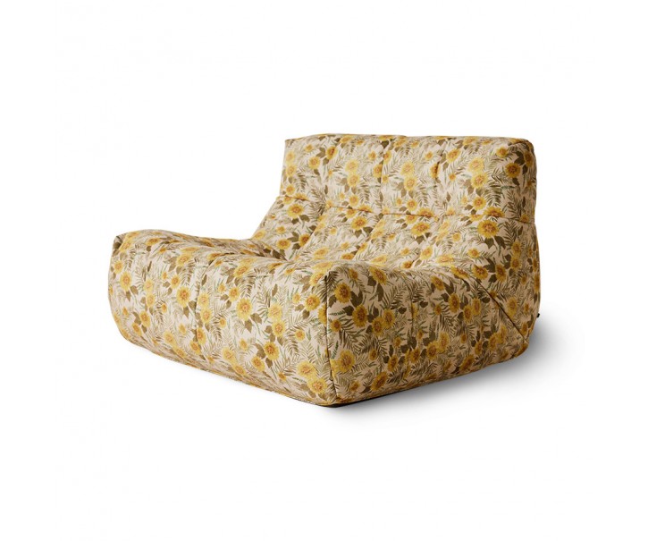 Béžová pěnová lenoška se žlutými květy Lazy Lounge - 105*105*75 cm HKLIVING