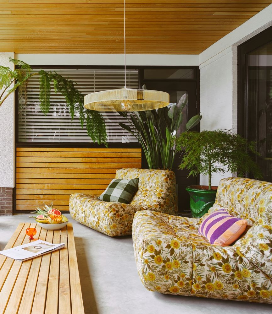 Béžová pěnová lenoška se žlutými květy Lazy Lounge - 105*105*75 cm HKLIVING Béžová pěnová lenoška se žlutými květy Lazy Lounge - 105*105*75 cm HKLIVING