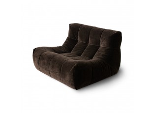 Hnědá sametová pěnová lenoška Lazy Lounge espresso - 105*105*75 cm 