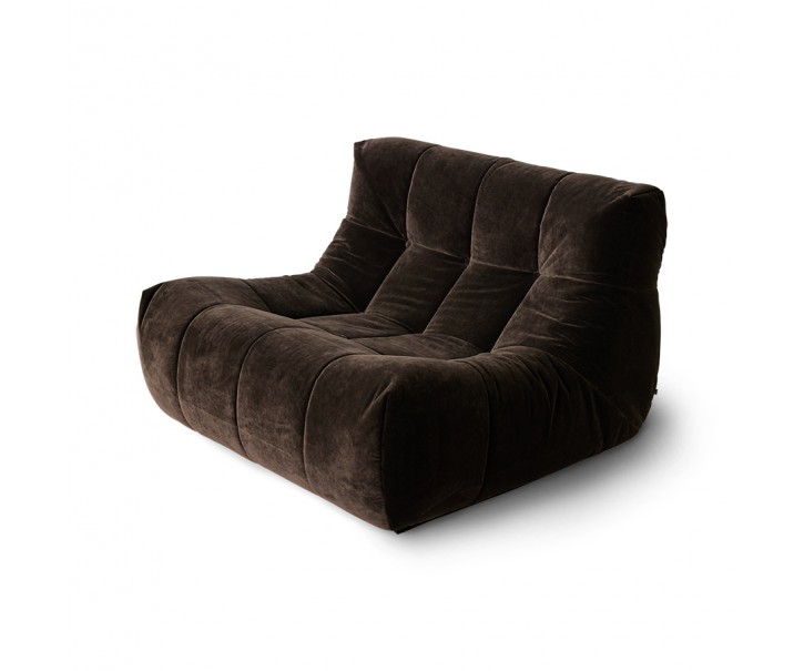 Hnědá sametová pěnová lenoška Lazy Lounge espresso - 105*105*75 cm HKLIVING