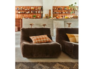 Hnědá sametová pěnová lenoška Lazy Lounge espresso - 105*105*75 cm 