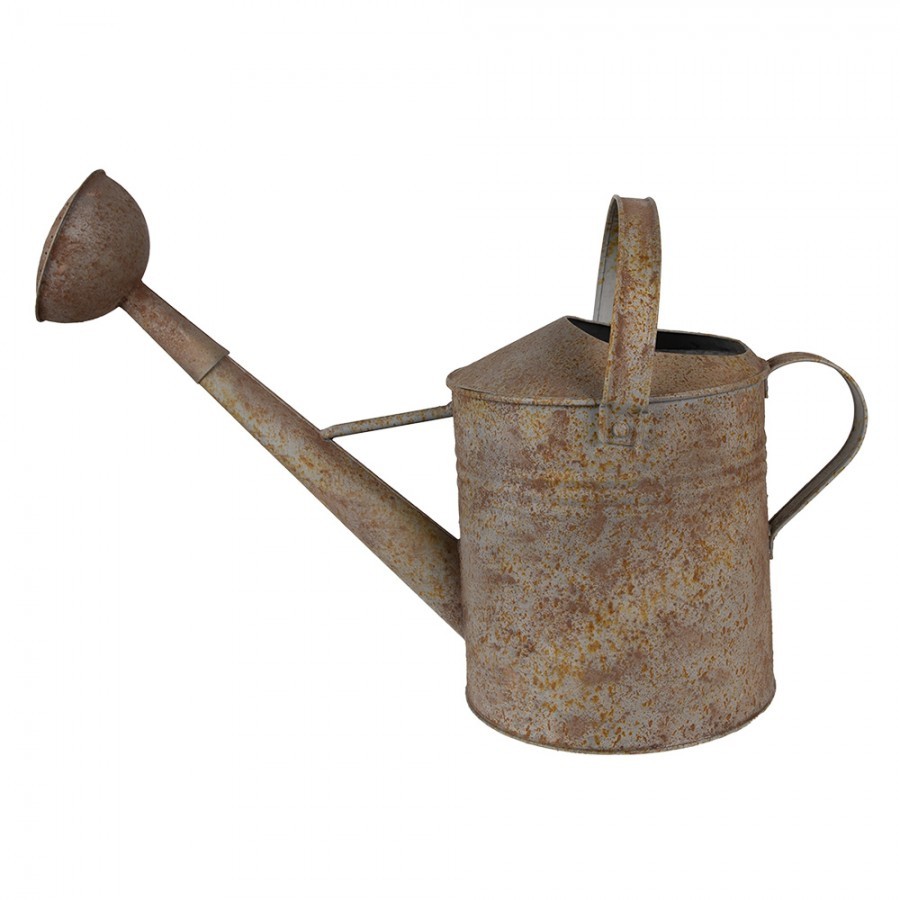 Hnědo-šedá plechová dekorativní konev - 53*22*36 cm