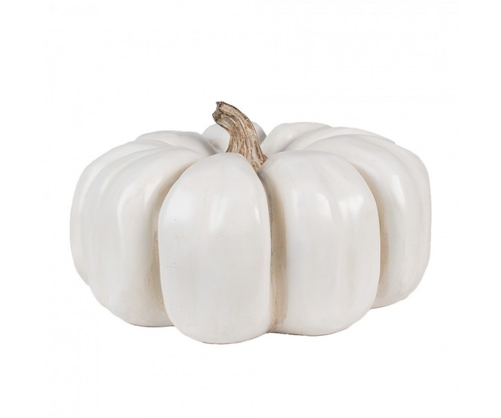 Bílá dekorace dýně Pumpkin - Ø 27*16 cm Clayre & Eef