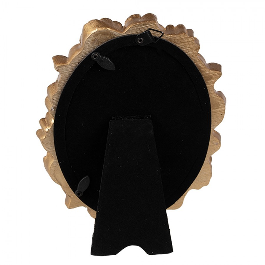 Zlatý oválný fotorámeček s květinovým okrajem - 15*2*19 cm / 10*15 cm Clayre & Eef Zlatý oválný fotorámeček s květinovým okrajem - 15*2*19 cm / 10*15 cm Clayre & Eef