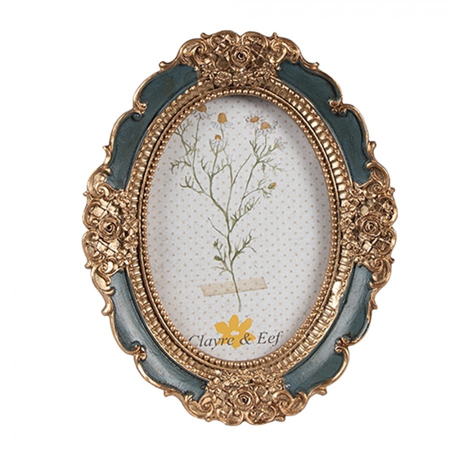 Černo - zlatý fotorámeček s květinovými ornamenty - 9*2*12 cm / 6*9 cm