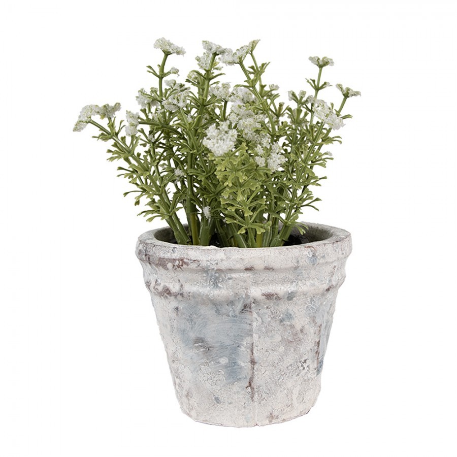 Bílo-šedý antik terakotový květináč Teracci S - Ø 10*8 cm Clayre & Eef Bílo-šedý antik terakotový květináč Teracci S - Ø 10*8 cm Clayre & Eef